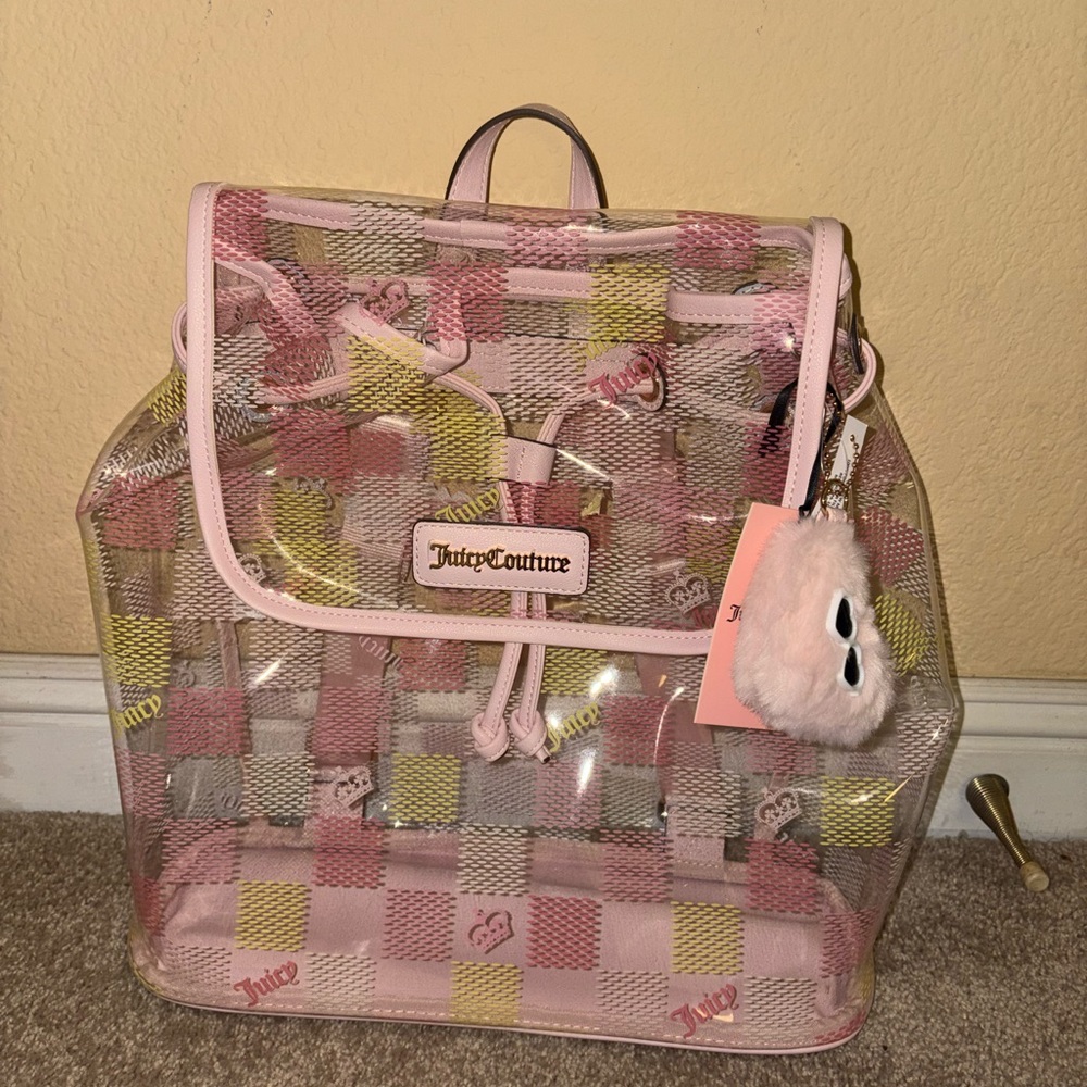 Juicy Couture Transparent Pink and Yellow Backpack